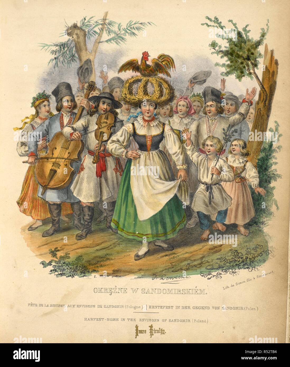 Harvest-accueil dans les environs de Sandomir (Pologne). Les costumes du peuple polonais, suivis d'une description exacte de ses mÅ"urs, de ses usages et de ses habitudes : Ouvrage pittoresque. Paris, 1841. Source : 7744.dd.5 page 34 13 en face de la plaque. Auteur : Zienkowicz, Leon. Lewicki, J. Banque D'Images