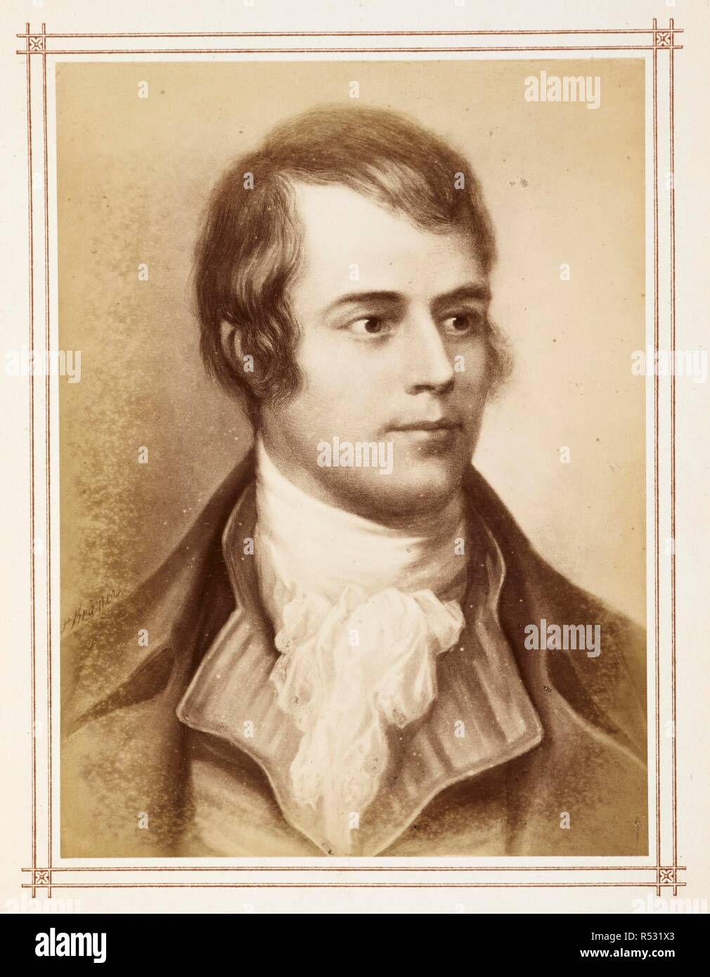 Robert Burns (25 janvier 1759 - 21 juillet 1796) (également connu sous le nom de Robbie Burns, Rabbie Burns, fils préféré de l'Écosse, le laboureur, poète Robden de Solway Firth, le barde de l'Ayrshire et en Écosse comme le Barde, était un poète écossais et parolier. Il est largement considéré comme le poète national de l'Ecosse. Poètes anglais. Douze essais ... Avec douze portraits. Londres : Frederick Bruckmann, 1876. Source : 1560/4193 vers la page 122. Auteur : Gostick, Joseph. Banque D'Images