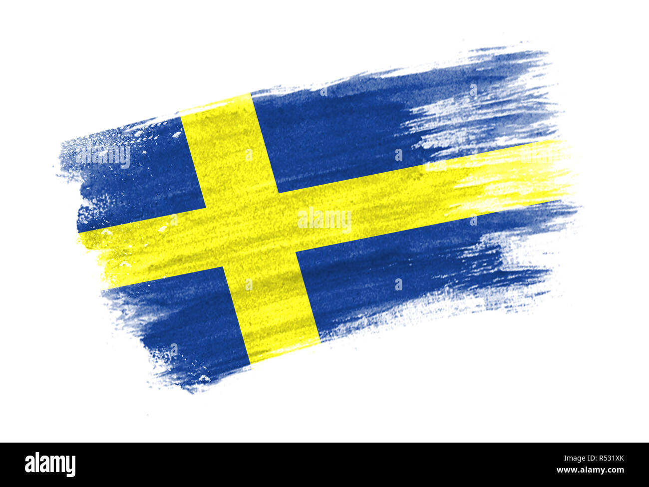 Drapeau peint pinceau en Suède. Style dessinés à la main, pavillon de la Suède Banque D'Images