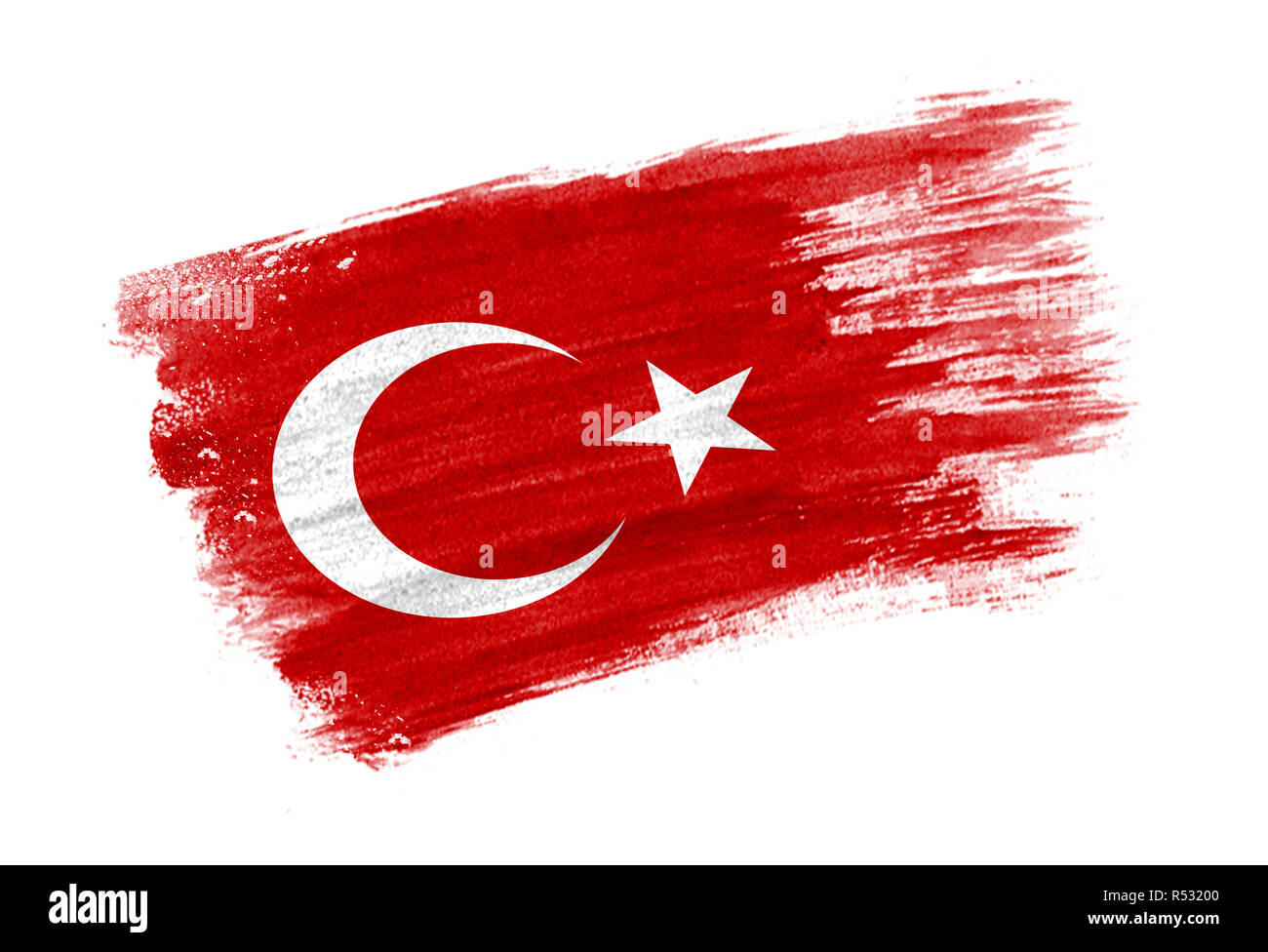 Drapeau peint pinceau la Turquie. Style dessinés à la main, drapeau de la Turquie Banque D'Images