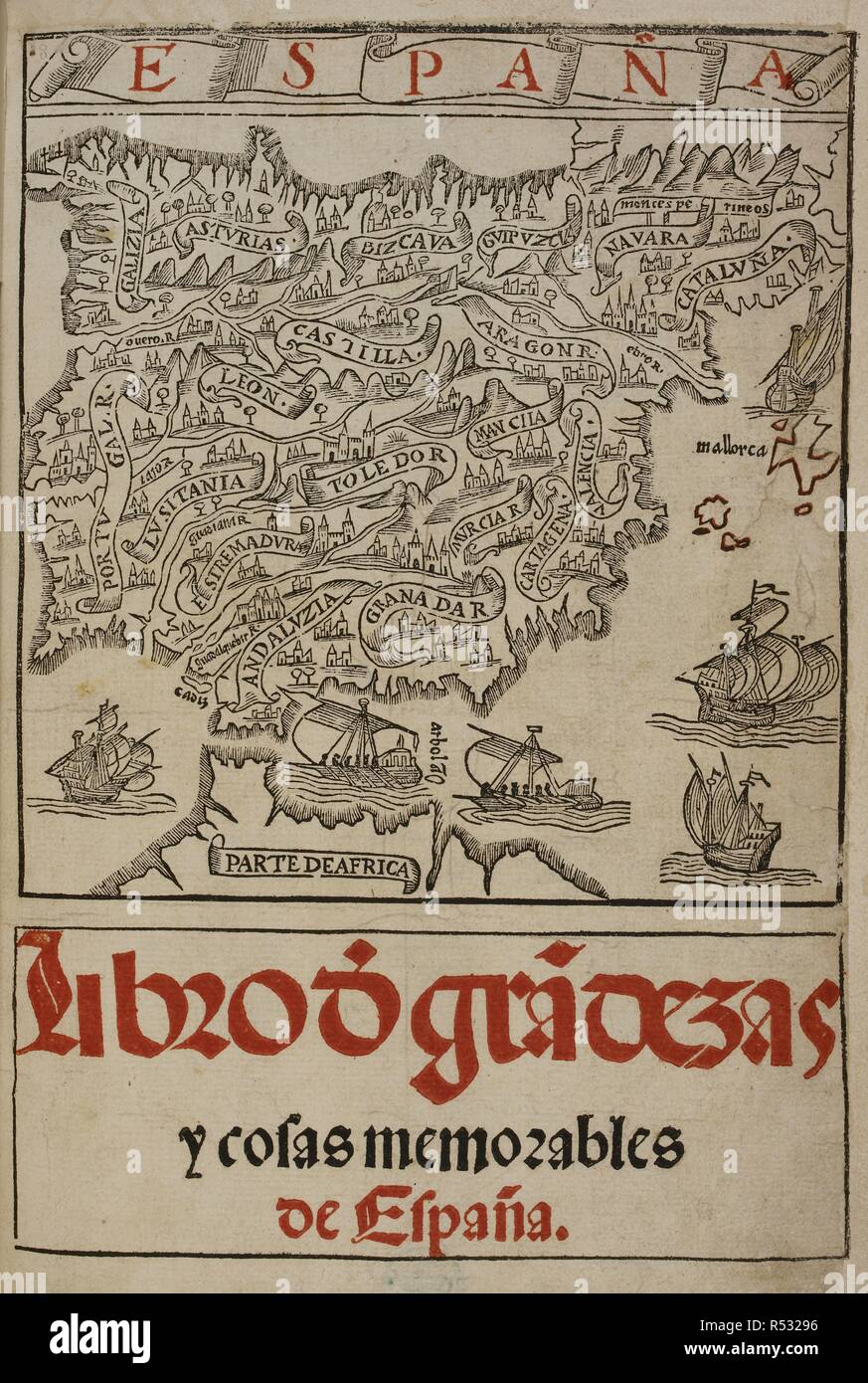 Mapa De Espana Une Carte De L Espagne 16e Siecle Espana A Sevilla Espagne Publie Par D De Robertis 1549 Source G 6419 Page De Titre Langue Espagnol Photo Stock Alamy