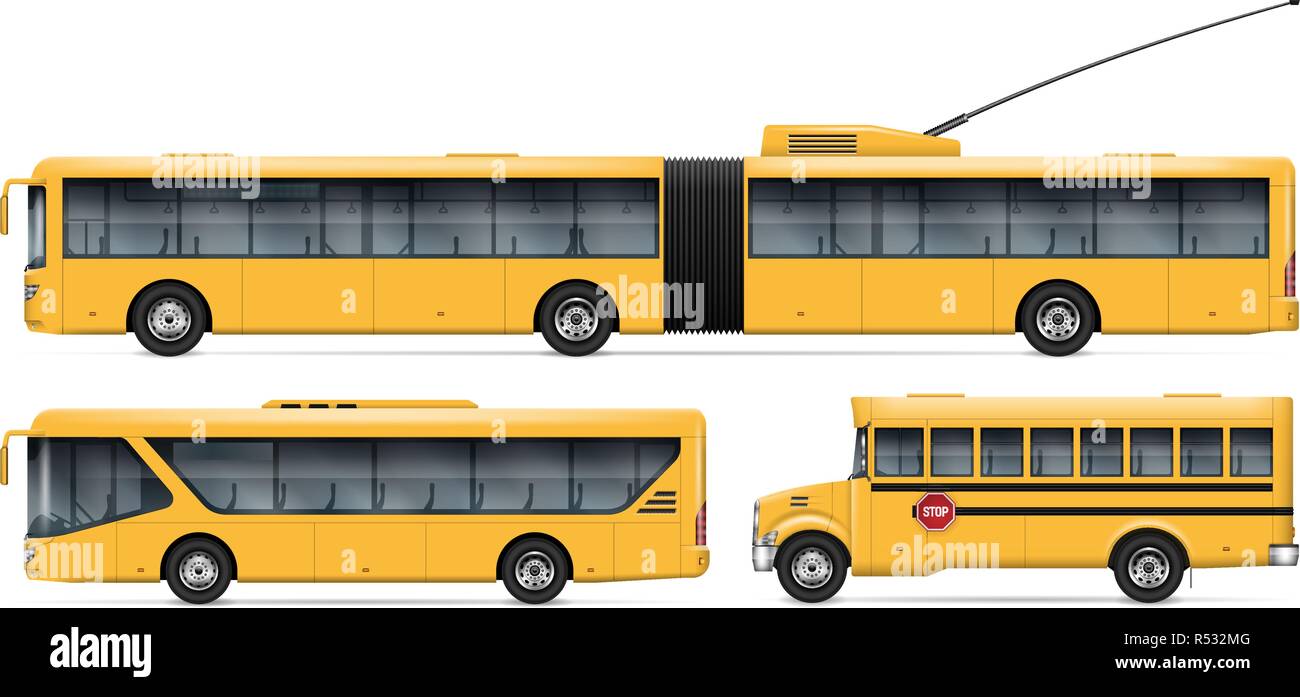 Vecteur de transport de ville immersive pour véhicule marque, la publicité, l'identité de l'entreprise. Les bus isolé sur fond blanc. Facile à éditer et modifier les couleurs Illustration de Vecteur