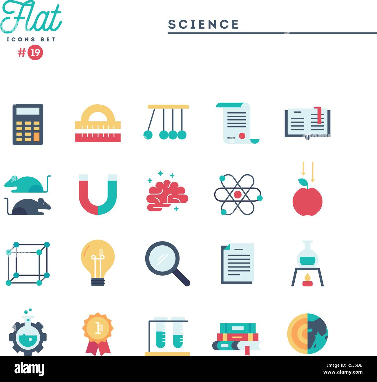 La science, l'expérimentation, de laboratoire, d'études et de plus, télévision icons set Illustration de Vecteur