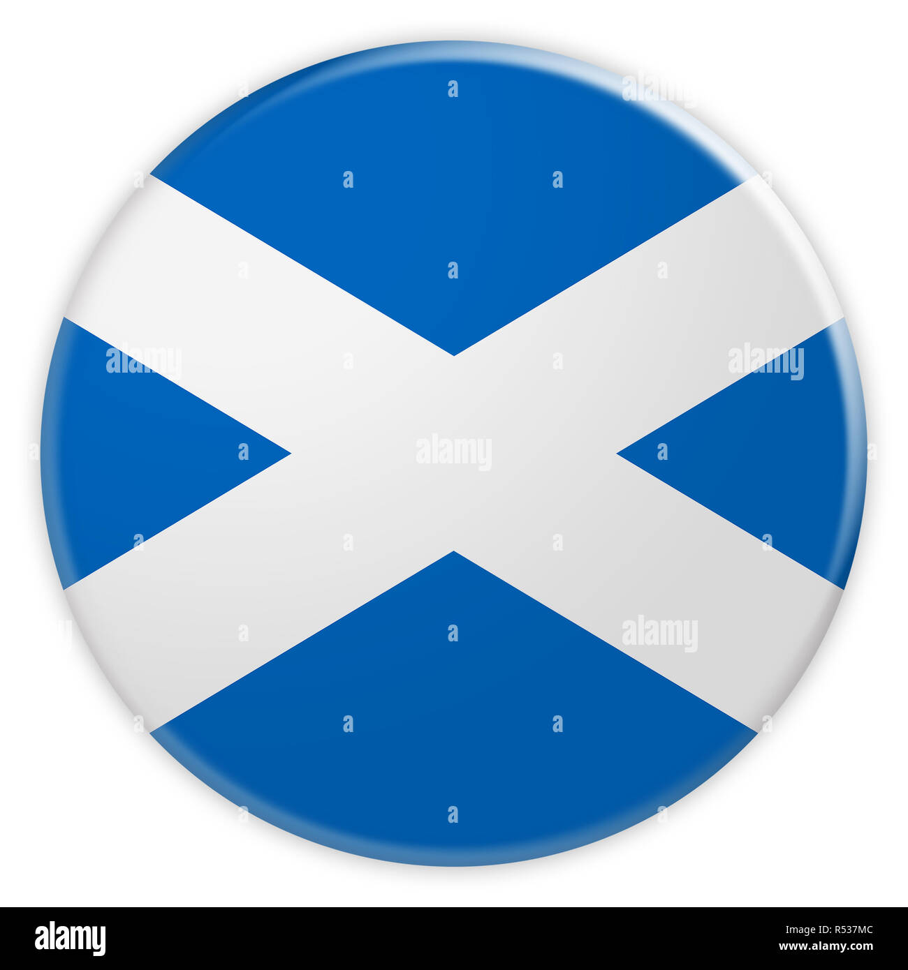 Drapeau de l'Écosse, bouton, Badge Actualités Concept 3d illustration sur fond blanc Banque D'Images