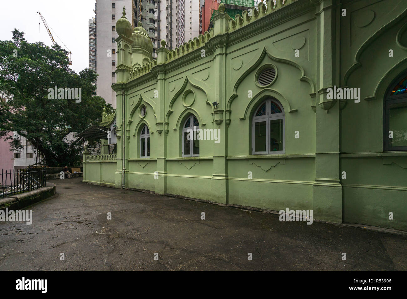 La Mosquée Jamia est situé à mi-niveaux et est la plus ancienne mosquée de Hong Kong, construit en 1890 Banque D'Images