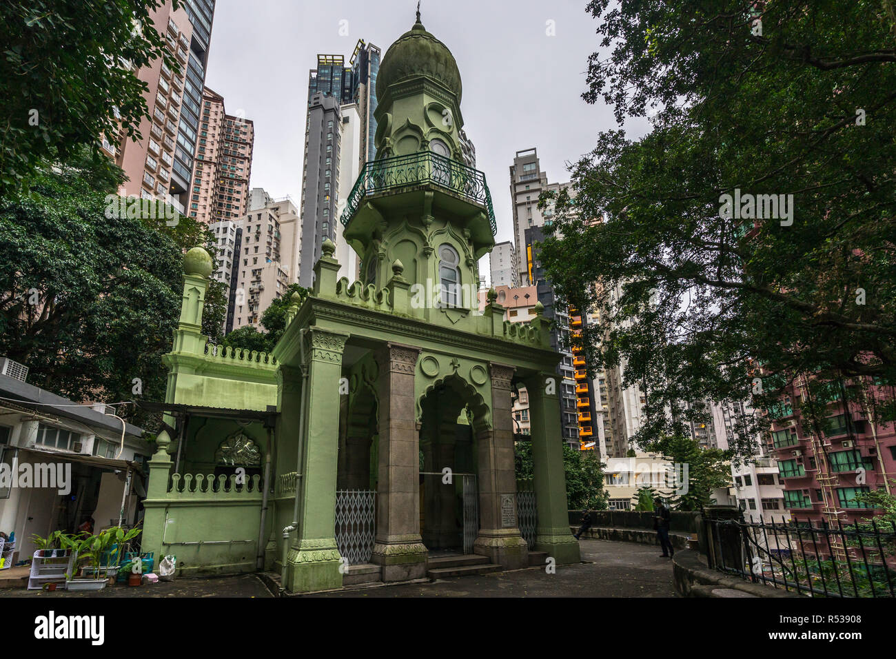 La Mosquée Jamia est situé à mi-niveaux et est la plus ancienne mosquée de Hong Kong, construit en 1890 Banque D'Images