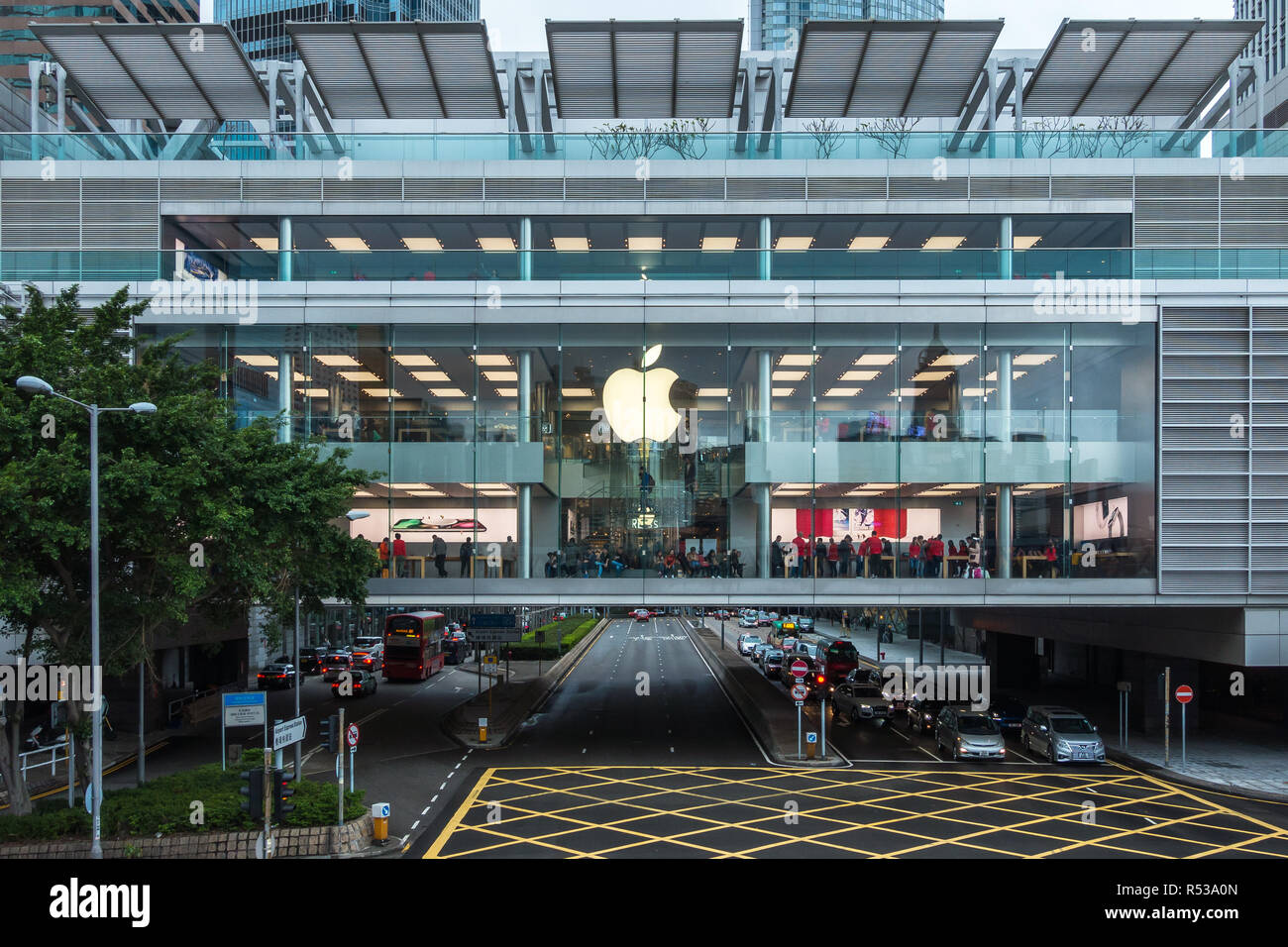 Hong Kong Apple Store à l'International Finance Centre (SFI). Hong Kong, Central, Janvier 2018 Banque D'Images