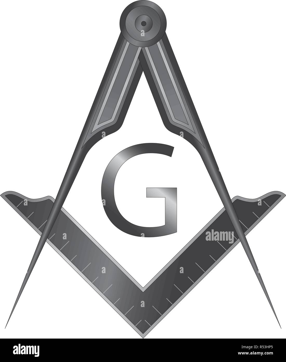 Maçonnique de fer noir et carré, symbole de la boussole avec G lettre. Occulte, mystique ésotérique sacré de la société. Vector illustration Illustration de Vecteur