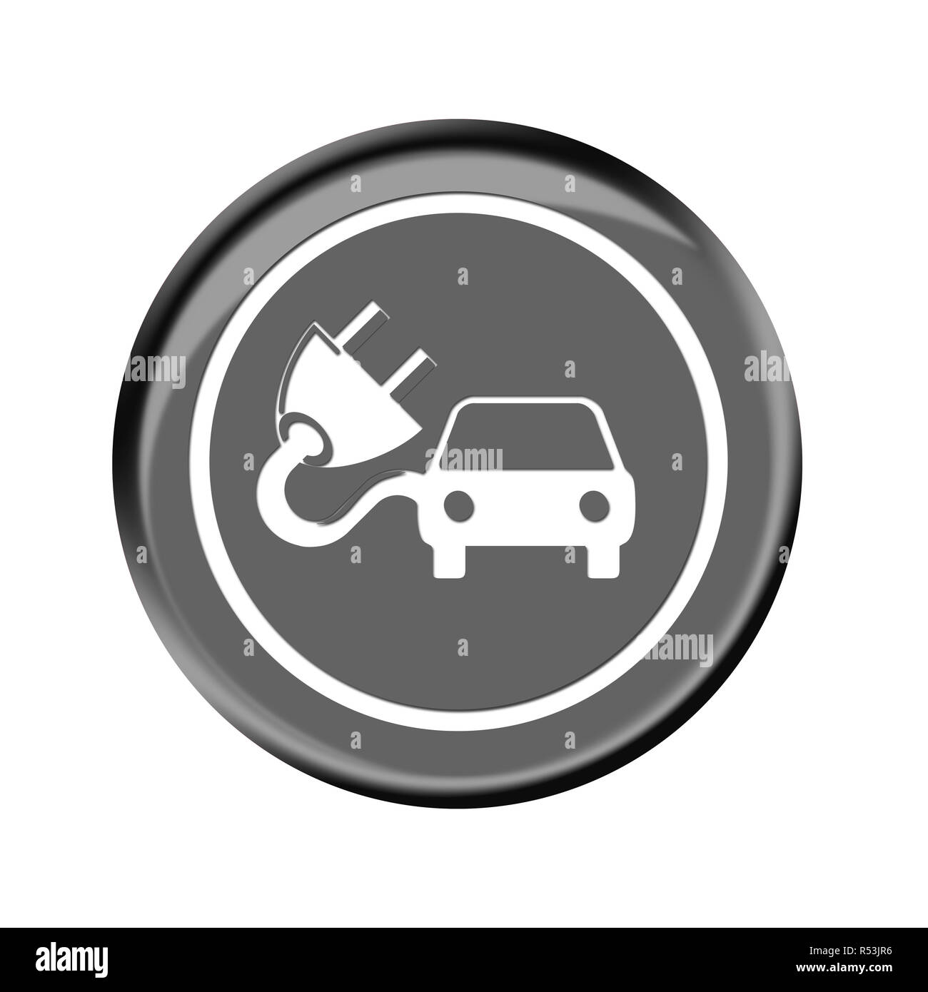 Voiture électrique bouton symbole Banque D'Images