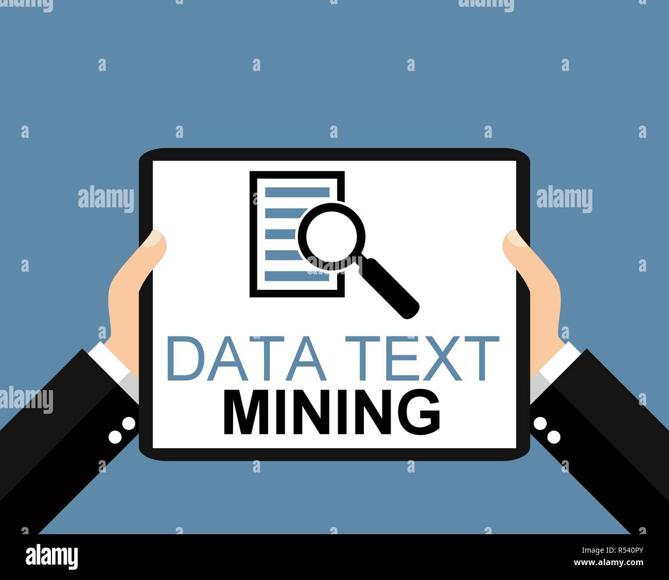 Data text mining avec tablet - modèle plat Banque D'Images
