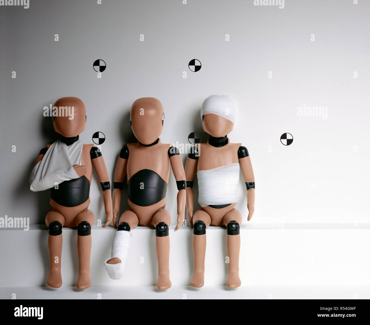 Crash Test Dummies enfant avec des blessures Banque D'Images