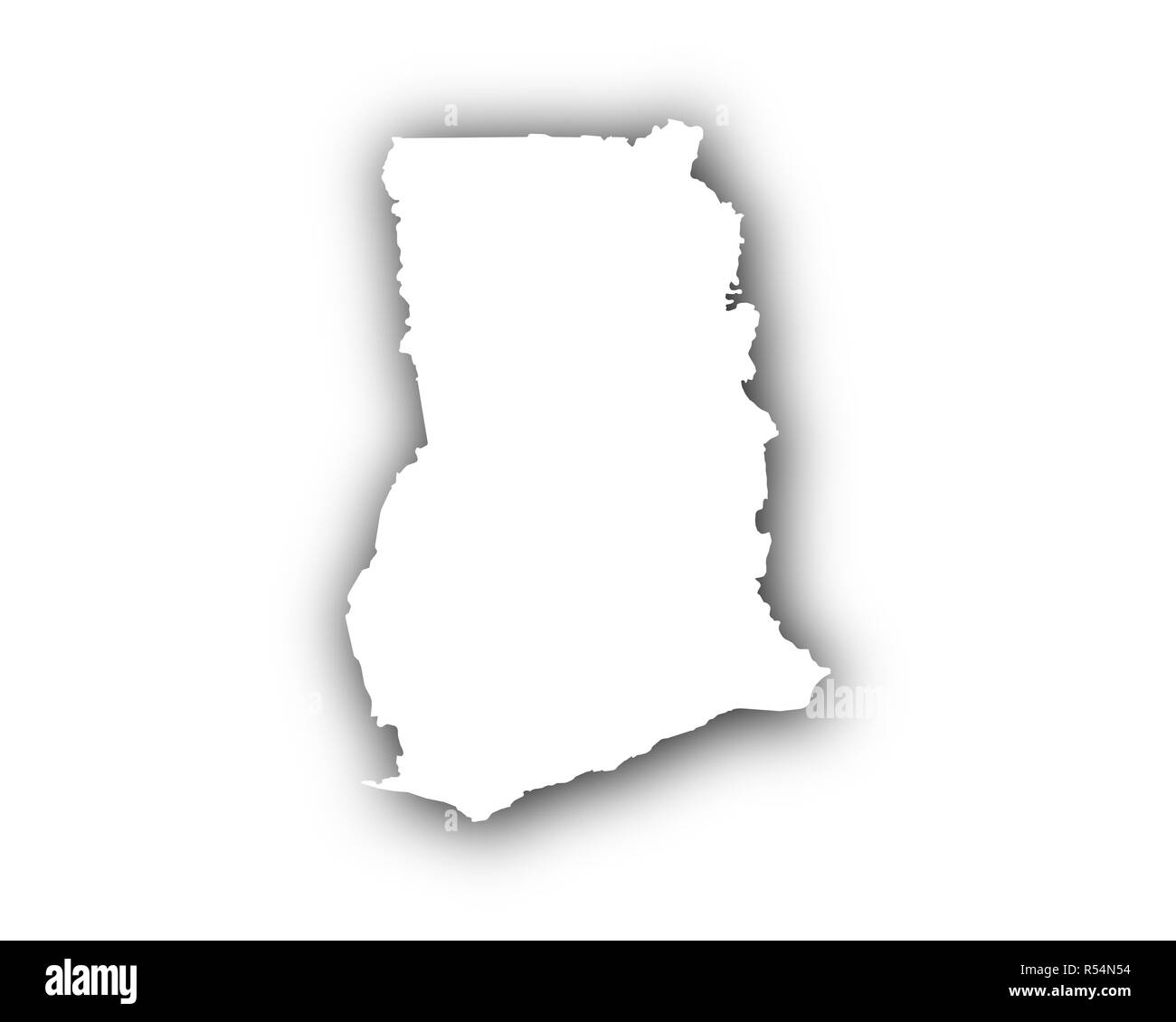 Carte du Ghana avec ombre Banque D'Images