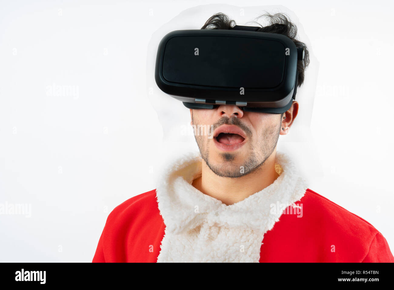 Nouvelle année, le père Noël et les lunettes 3D Banque D'Images
