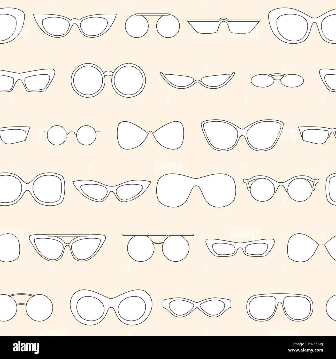Modèle linéaire sans lunettes, lunettes à la mode divers fond répétitif Illustration de Vecteur