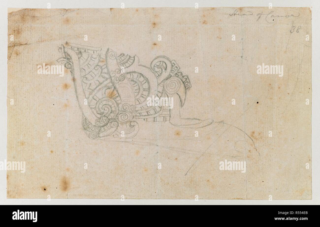 Point de transbordement. Les dessins, à l'encre, d'illustration du capitaine Cook, premier voyage, 1768 -1770, principalement relatifs à Otaheite et la Nouvelle-Zélande, par A. Buchan, John F. Miller, et d'autres. 1768-1770. Source : ajouter. 15508, no38. Banque D'Images