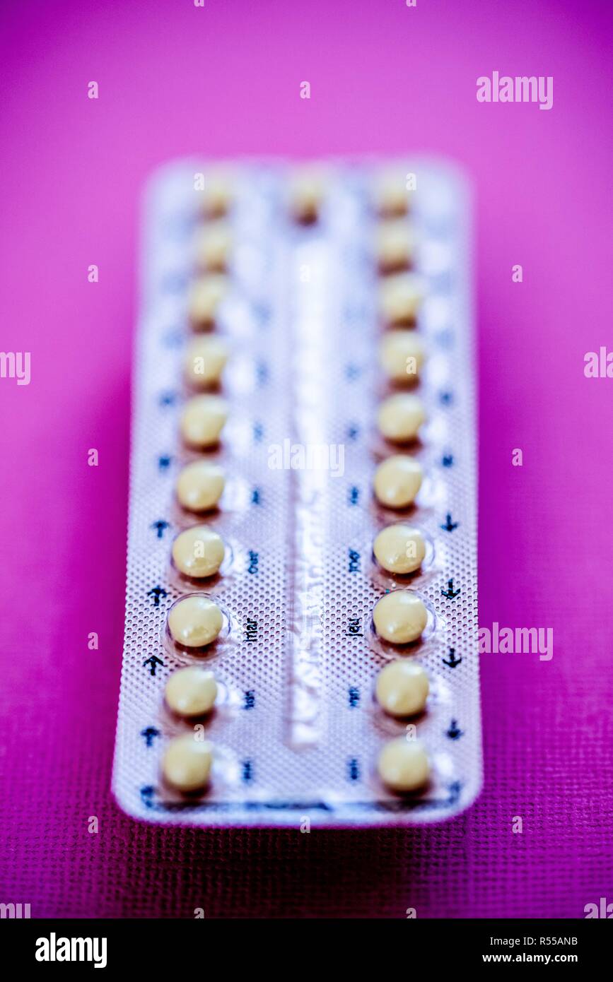 Pilule contraceptive. Banque D'Images