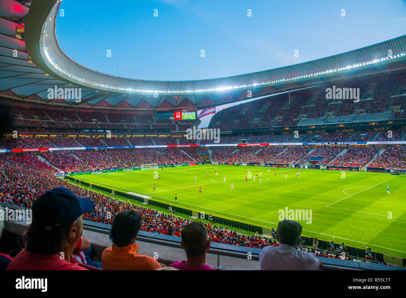 Sommaire et match de football. Wanda stade Metropolitano, Madrid, Espagne. Banque D'Images