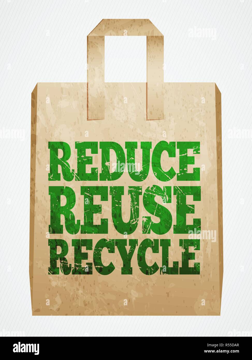Réduire, réutiliser, recycler, sac de papier Illustration de Vecteur
