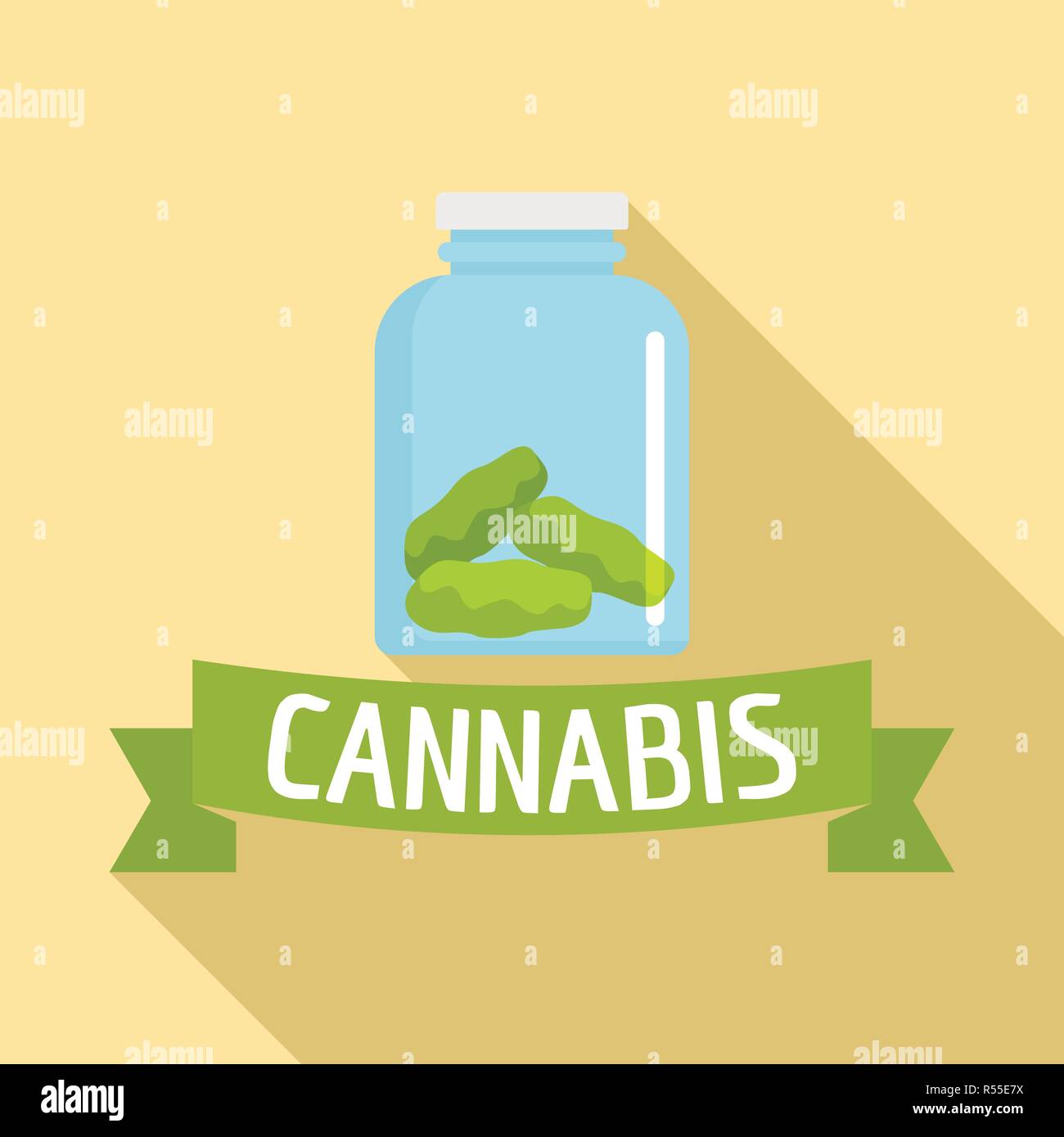 Pot en verre de cannabis logo. Télévision illustration de cannabis contenant de verre logo vector pour web design Illustration de Vecteur