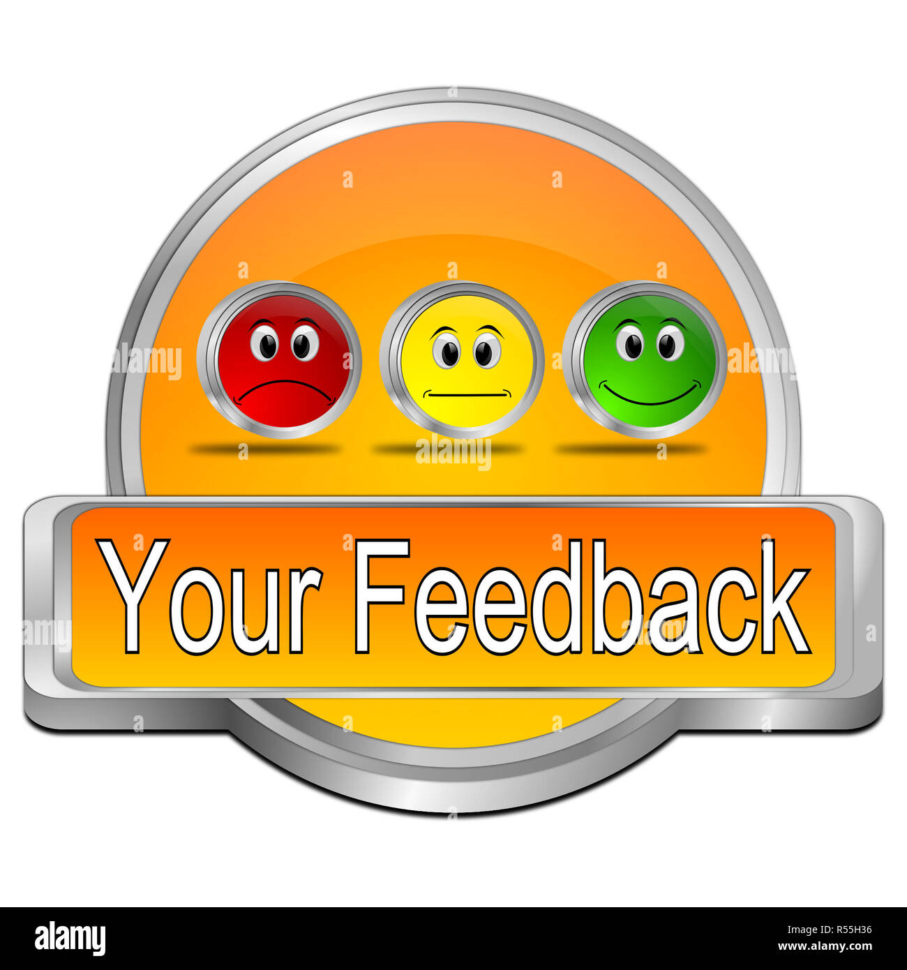 Vos commentaires - Bouton orange 3D illustration Banque D'Images