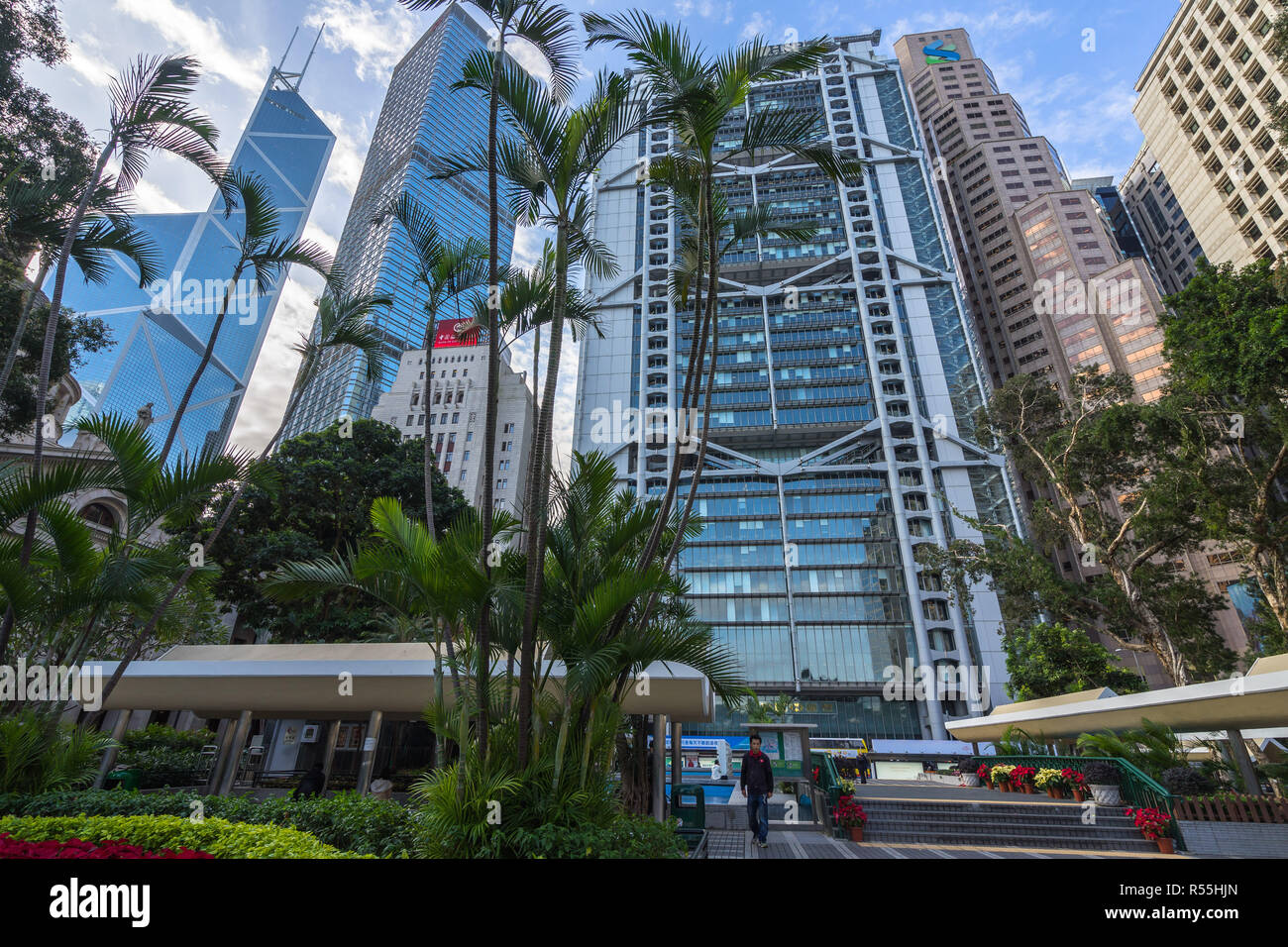 Hong Kong Statue Square dans le centre de district, le centre financier de la ville. Hong Kong, Janvier 2018 Banque D'Images