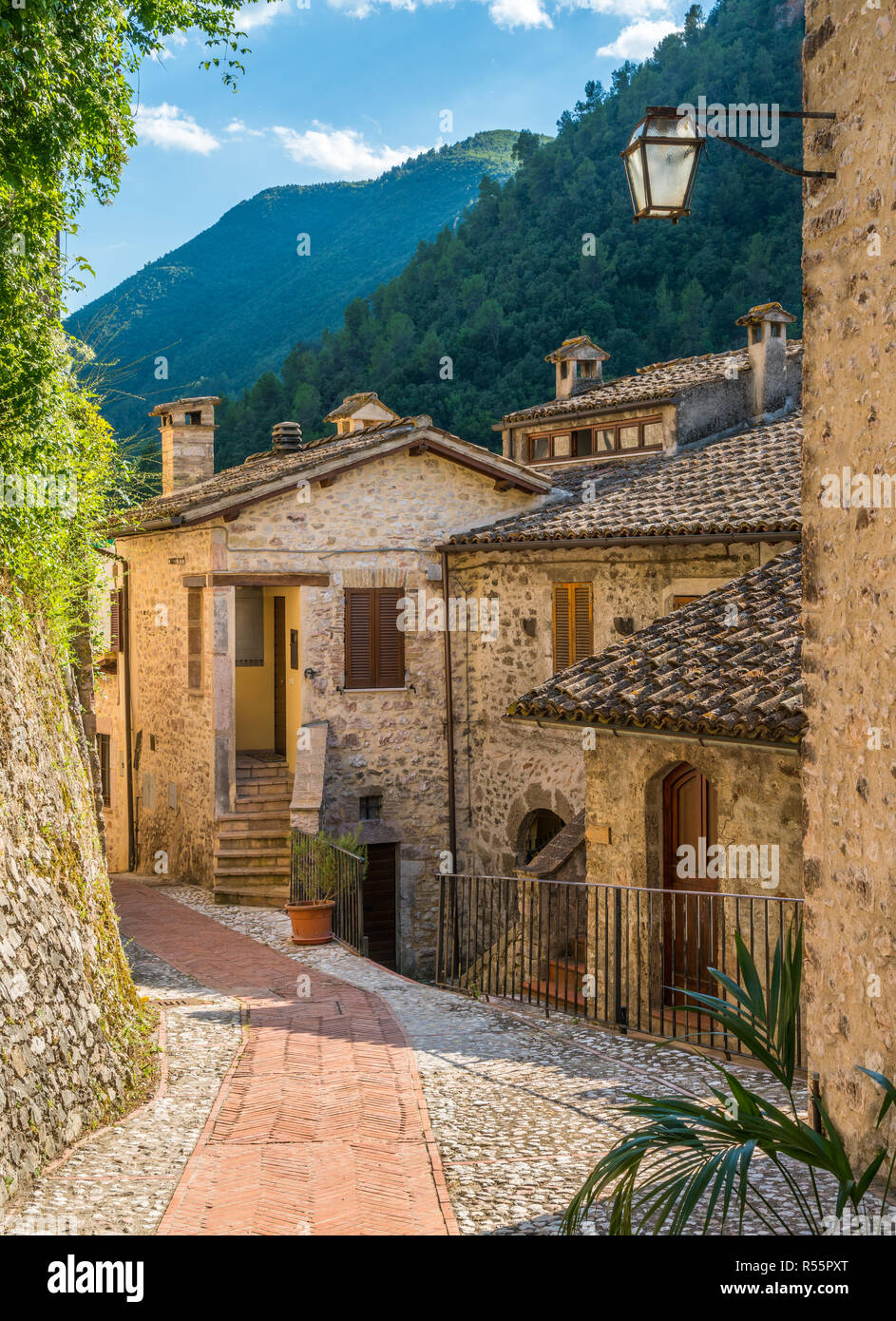 Scheggino, village idyllique dans la province de Pérouse, dans la région Ombrie en Italie. Banque D'Images