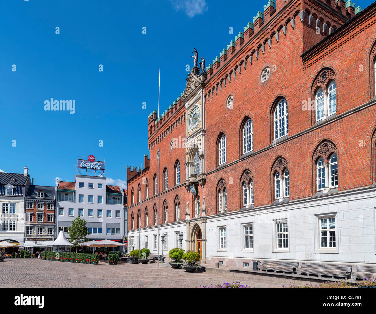 Hôtel de ville (Rådhus), Flakhaven, Odense, Danemark, Funen Banque D'Images