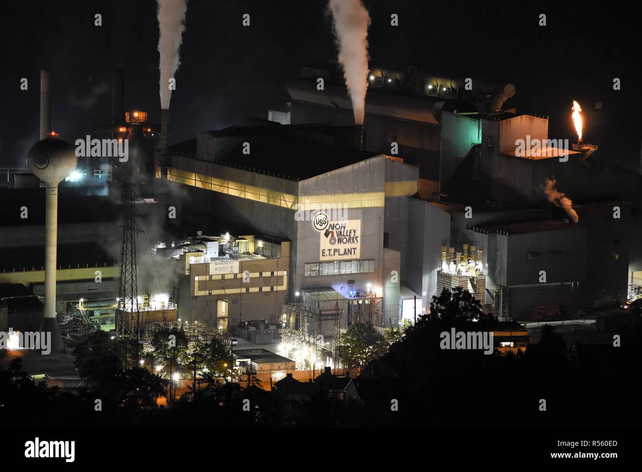 US Steel Edgar Thomson, la nuit de l'usine Banque D'Images