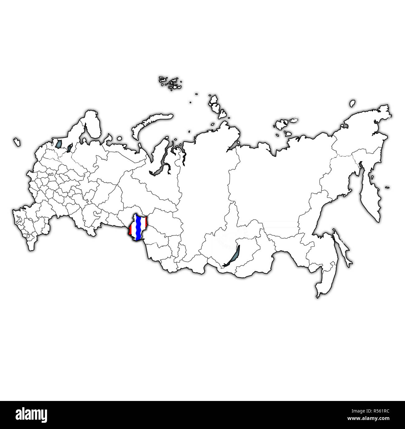 Emblème de l'oblast d'Omsk la carte avec les divisions administratives et les frontières de la Russie Banque D'Images