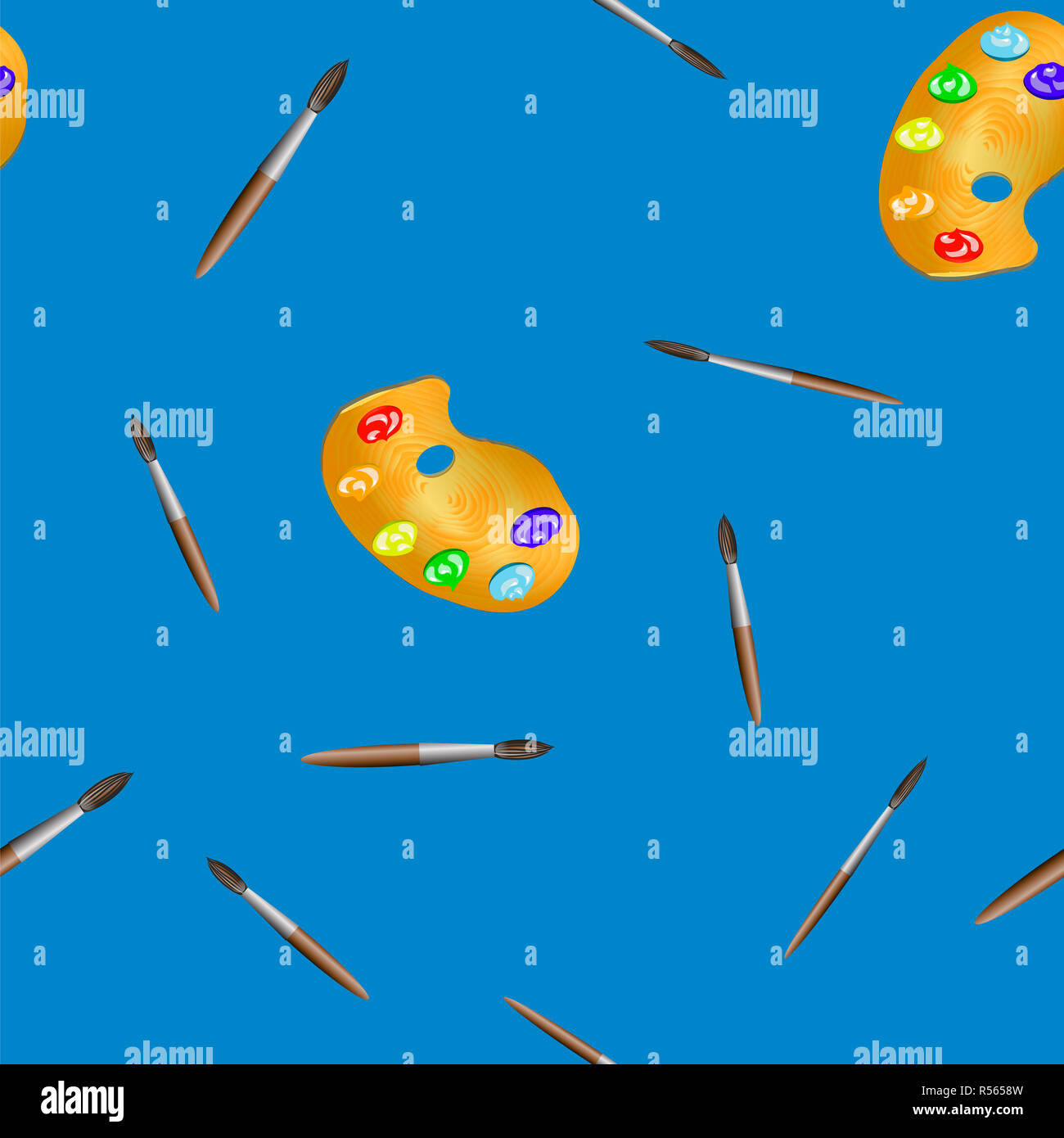 Peinture et pinceaux Seamless Pattern Banque D'Images