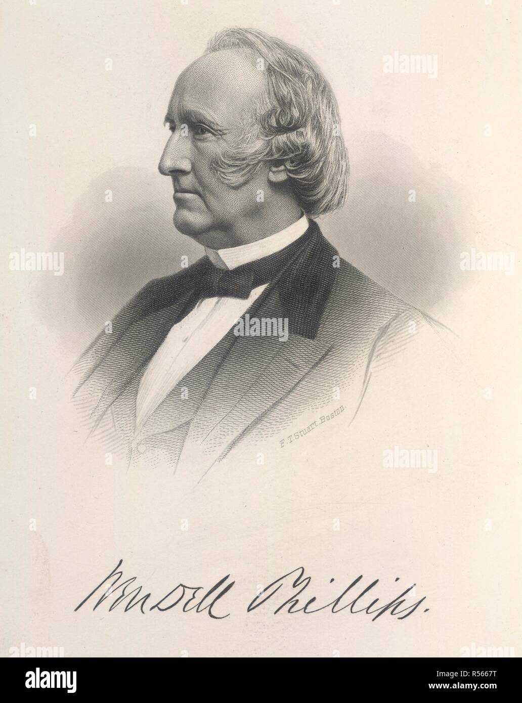 Wendell Phillips. L'éloge funèbre [sur] Wendell Phillips. Harper & Bros. : New York, 1884. Wendell Phillips (1811-1884). Abolitionniste américain. Portrait. Image prise à partir de l'éloge funèbre [sur] Wendell Phillips. Source : 10882.i.16, frontispice. Langue : Anglais. Banque D'Images