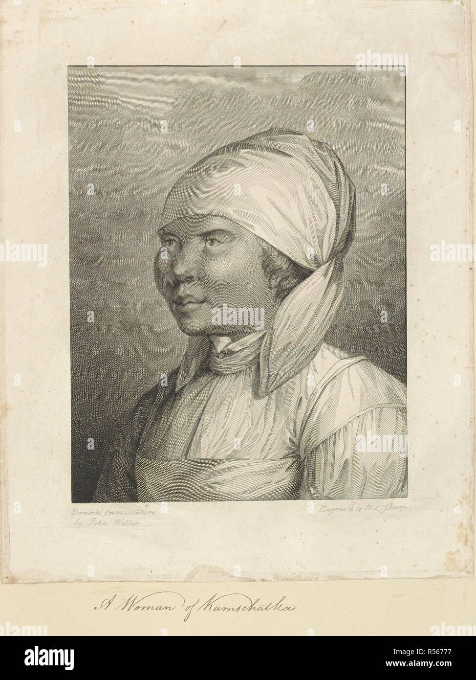 Une femme de Kamtschatka (péninsule du Kamtchatka). Tirée de la nature par John Webber, gravée par sera forte. En 1779, le capitaine James Cook's Discovery et résolution ancrée dans la baie de Petropavlovsk-kamtchatski, après la mort de Cook. Une collection de dessins par A. Buchan, S. Parkinson, et J. F. Miller, réalisés dans les pays visités par le capitaine James Cook dans son premier voyage [1768-1771], également d'impressions publié dans ses voyages de John Hawksworth Biron [Byron], Wallis et Cook [1773], ainsi que dans la deuxième et troisième voyages [1772-1775, 1776-1780]. 1768-1780. Troisième voyage du capitaine Cook. Sourc Banque D'Images