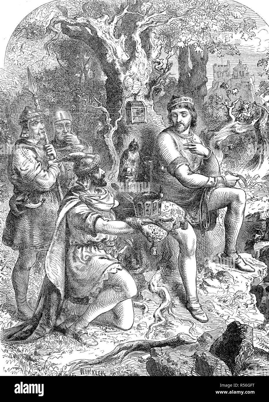 Henry, duc de Saxe, élu au roi allemand, Henry l'oiseleur, Heinrich der Finkler ou Heinrich der Vogler, 874 bis 936 Banque D'Images