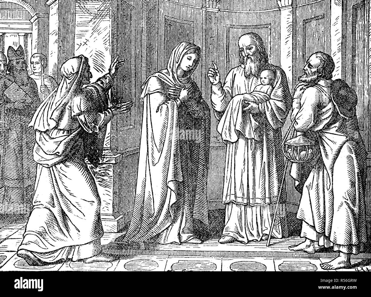 Jésus au temple de Jérusalem, 1880, gravure sur bois, Italie Banque D'Images