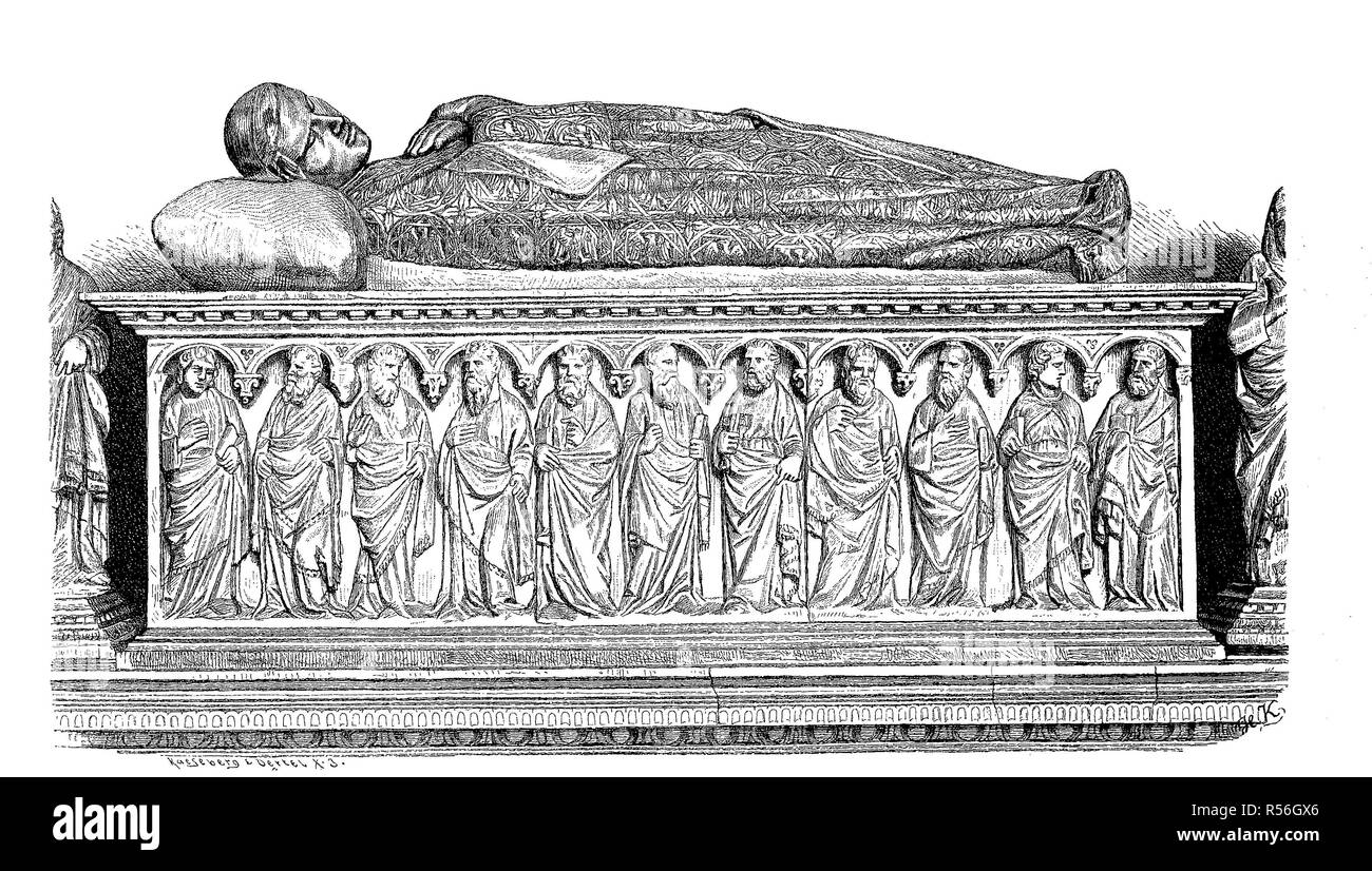 Le sarcophage en marbre de la VII. Dans la région de Campo Santo de Pise, 1880, gravure sur bois, Italie Banque D'Images