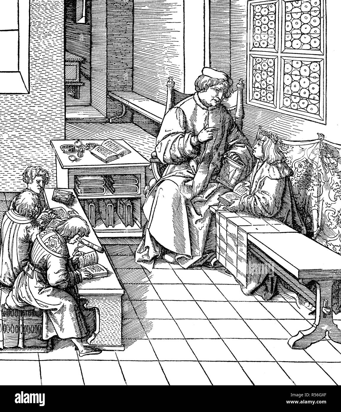 Instruction des jeunes plus tard, Maximilien Maximilien I, roi des Romains, Roi des Allemands, Saint Empereur Romain, 1459, 1519 Banque D'Images