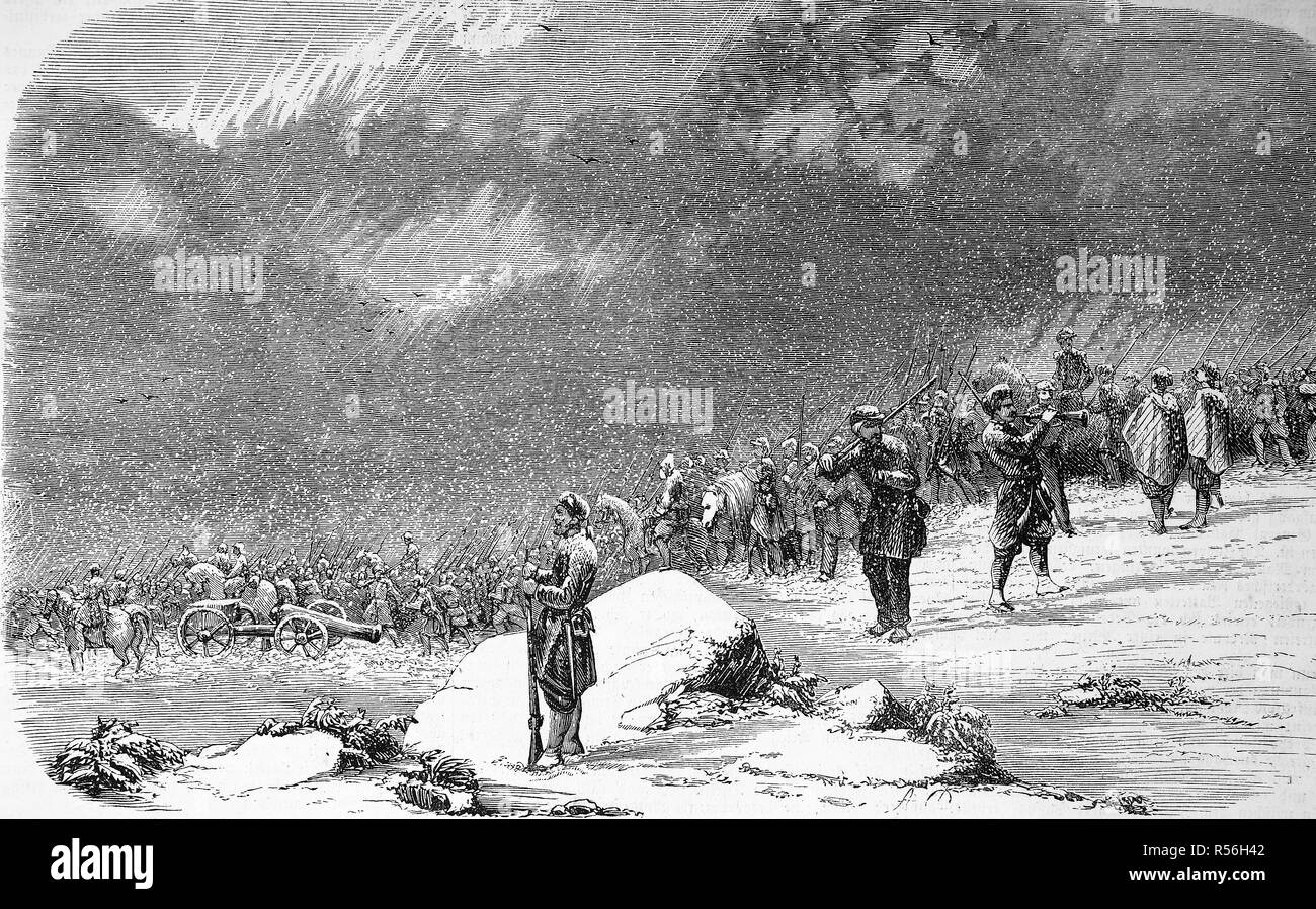Guerre de Crimée 1855 soldats anglais, sur leur chemin de retour d'une reconnaissance, l'exploration de la reconnaissance militaire près de Balaklava Banque D'Images
