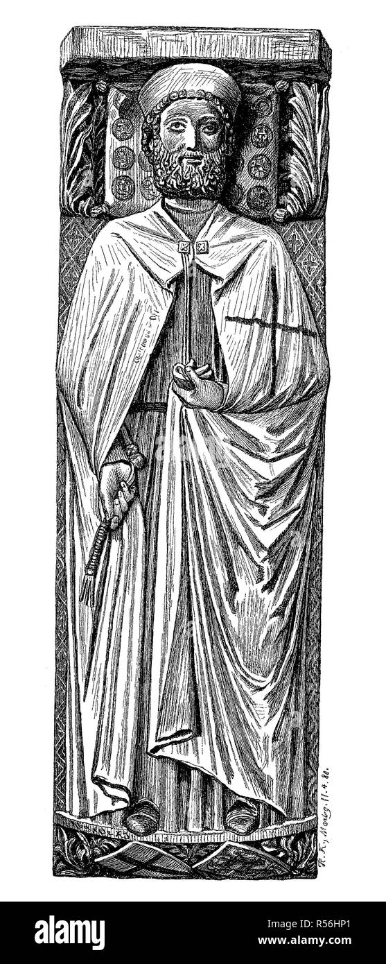 La pierre tombale du Landgrave Konrad de Thuringe dans l'Ordre des Chevaliers teutoniques robe est mort, 1241, dans l'église de St. Banque D'Images