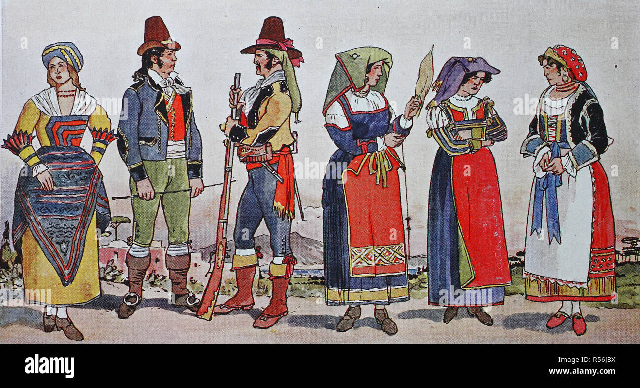 La mode, les vêtements dans l'Italie, le sud de l'Italie, à partir de 1  800-1 830, illustration, Italie Photo Stock - Alamy