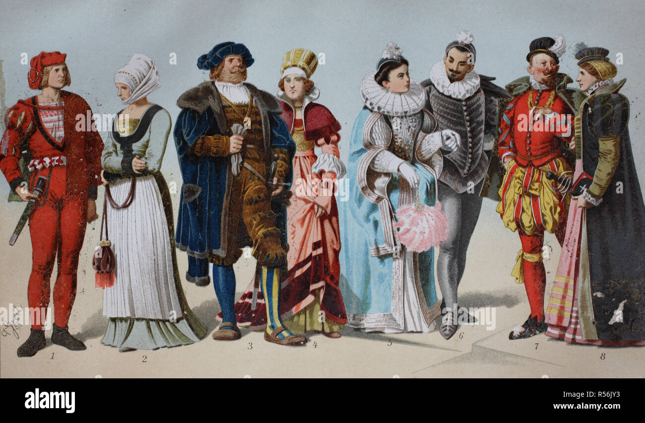 Les costumes de l'histoire ancienne, 16e siècle, Allemagne Banque D'Images