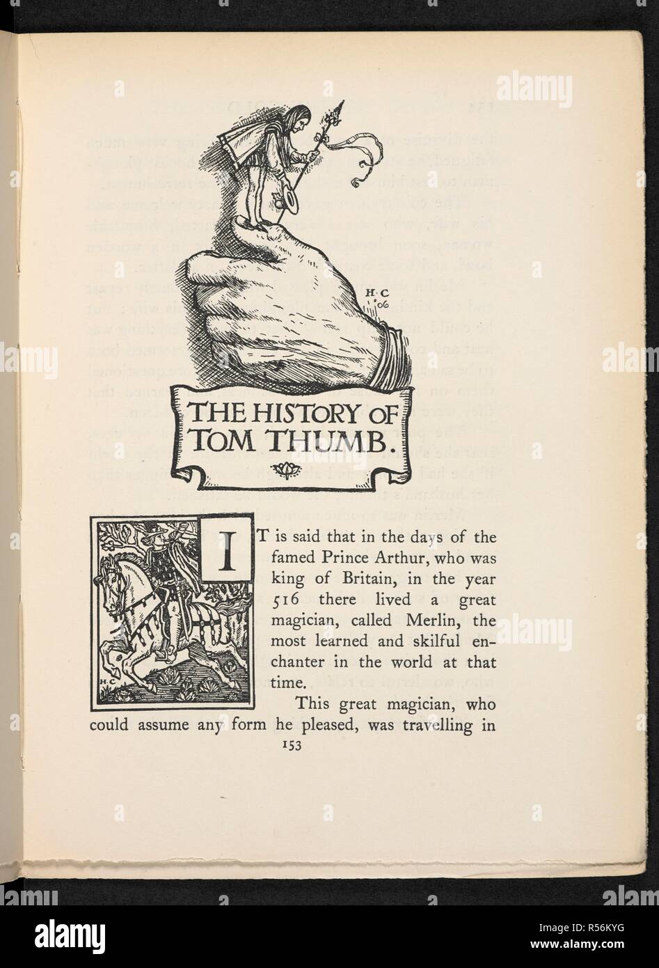 L'histoire de Tom Pouce. Fairy-Gold : un livre de contes du vieil anglais, choisi par Ernest Rhys, illustré par Herbert Cole. Londres : J. M. Dent & Co., 1906. Source : 12411.d.22 page 153. Banque D'Images