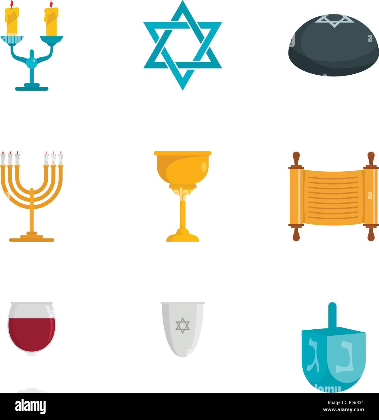 Icon Set juif. Télévision Ensemble de 9 icônes vectorielles juif pour la conception web Illustration de Vecteur