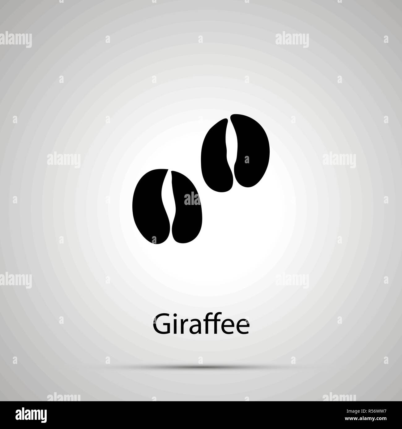 Giraffee empreintes de pattes, étapes, simple silhouette noir sur gris Illustration de Vecteur