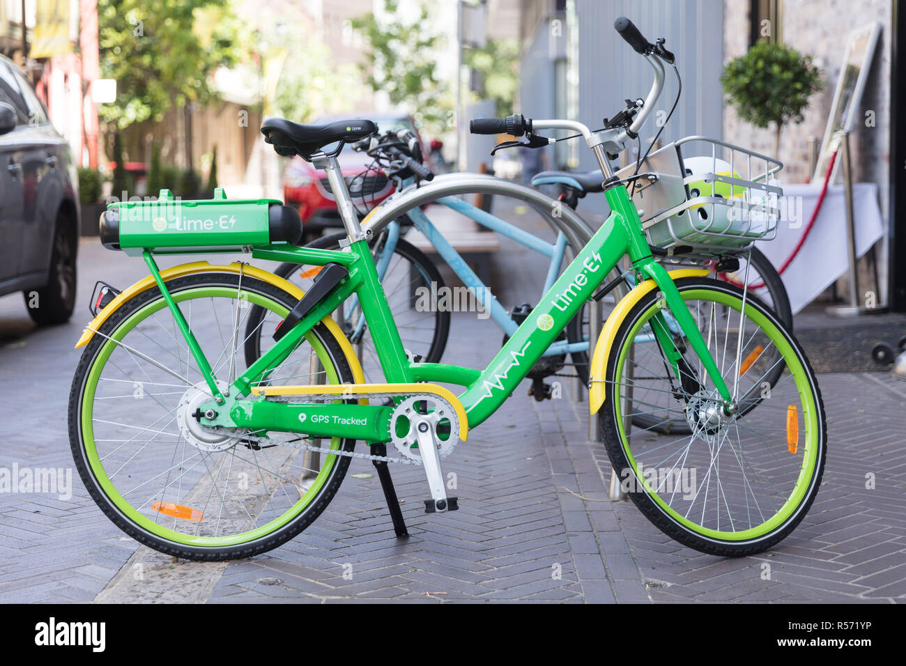 Vert électrique vélos à Sydney, Australie Banque D'Images