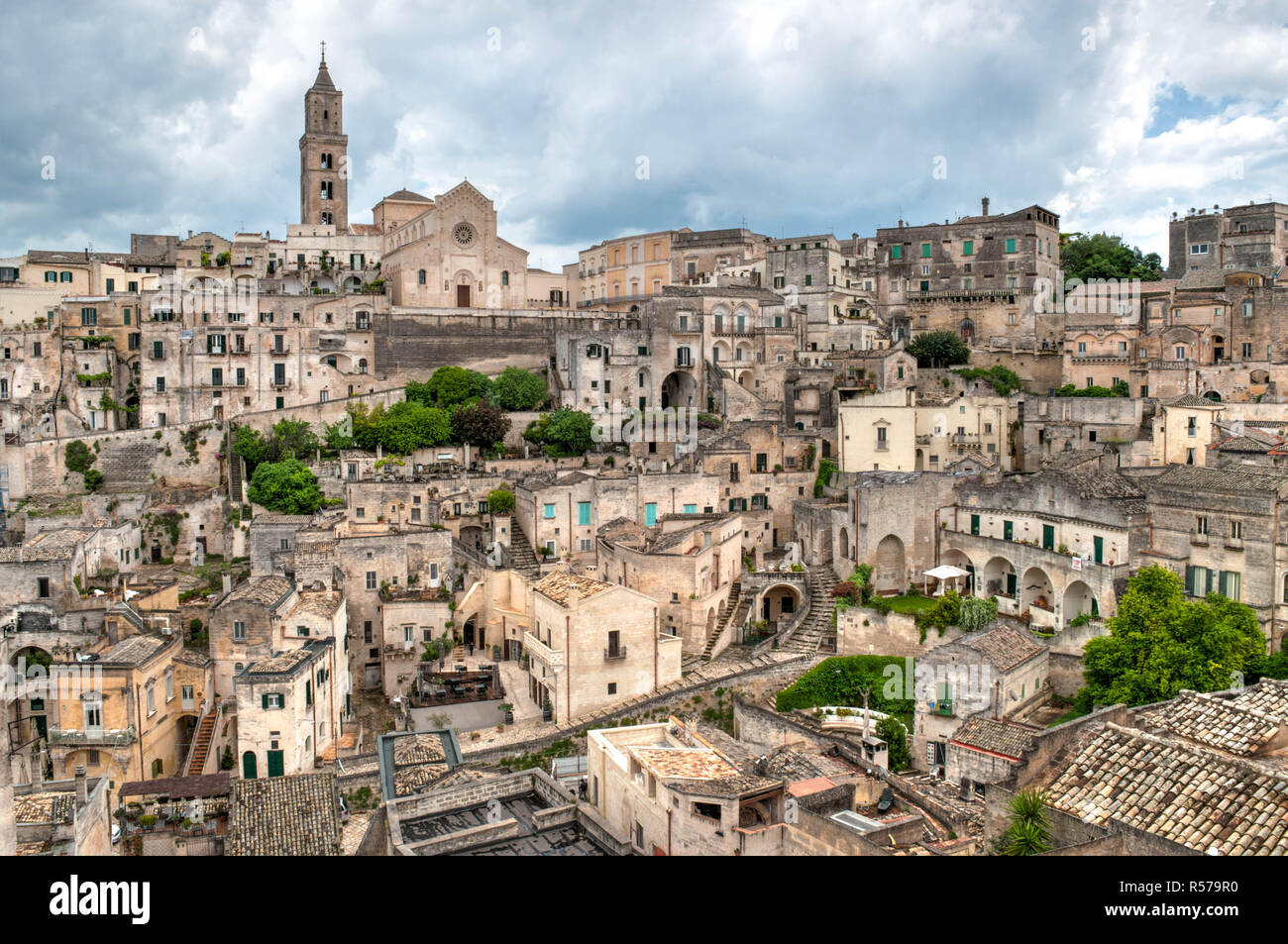 Vue de la vieille ville de Matera, panorama de Matera Banque D'Images