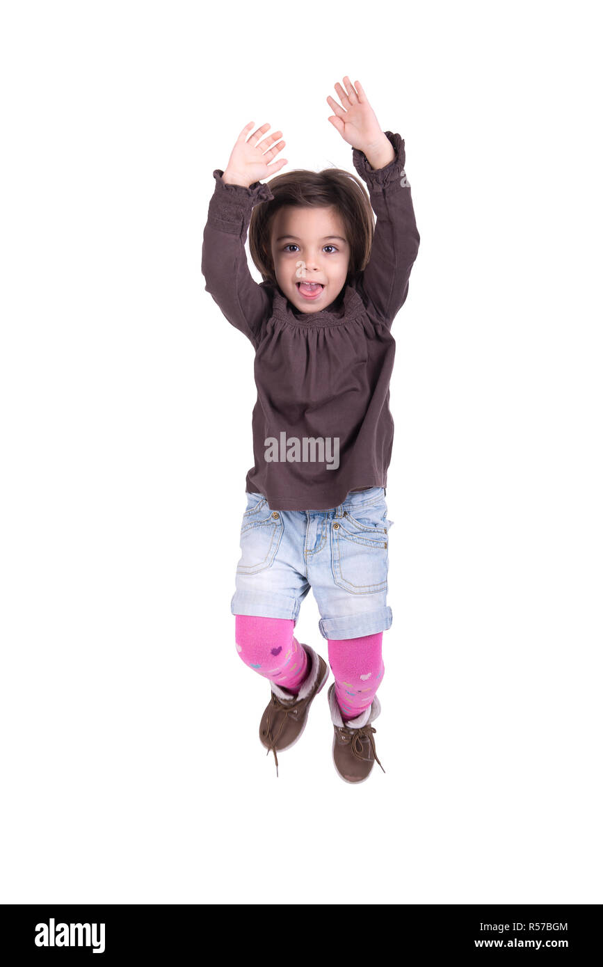 Jeune fille sautant Banque D'Images