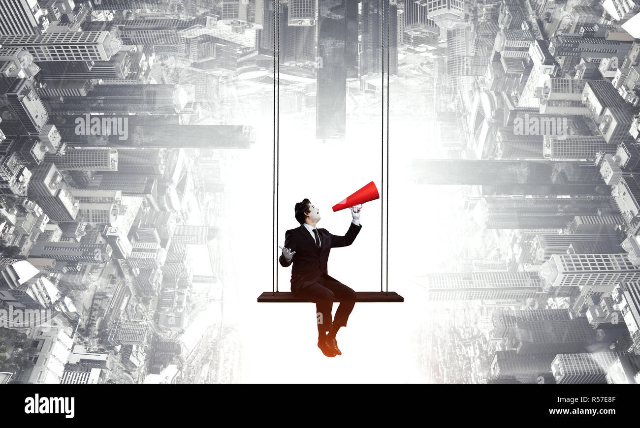 Jeune homme mime. Technique mixte Banque D'Images