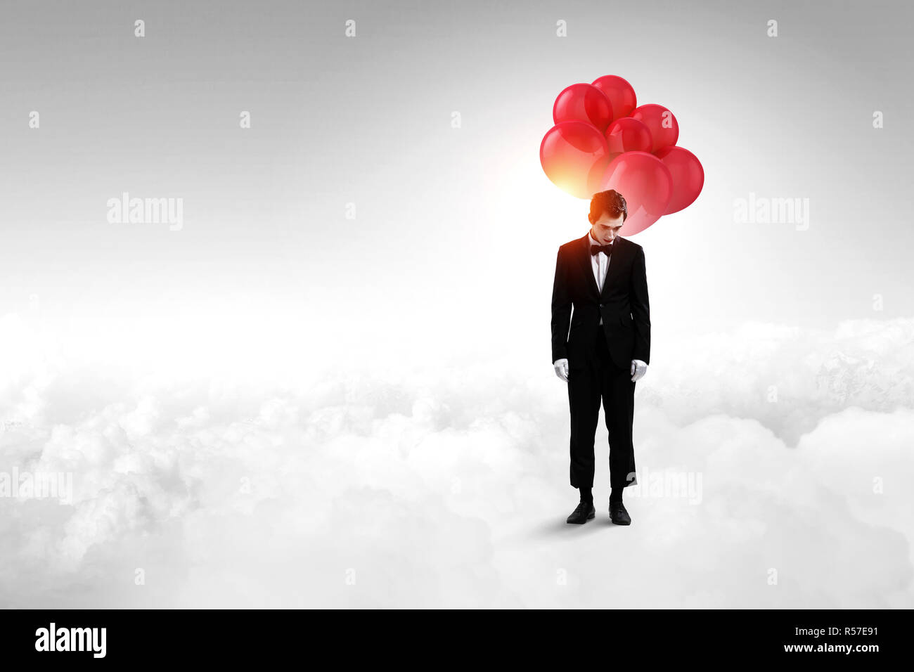 Jeune homme mime. Technique mixte Banque D'Images