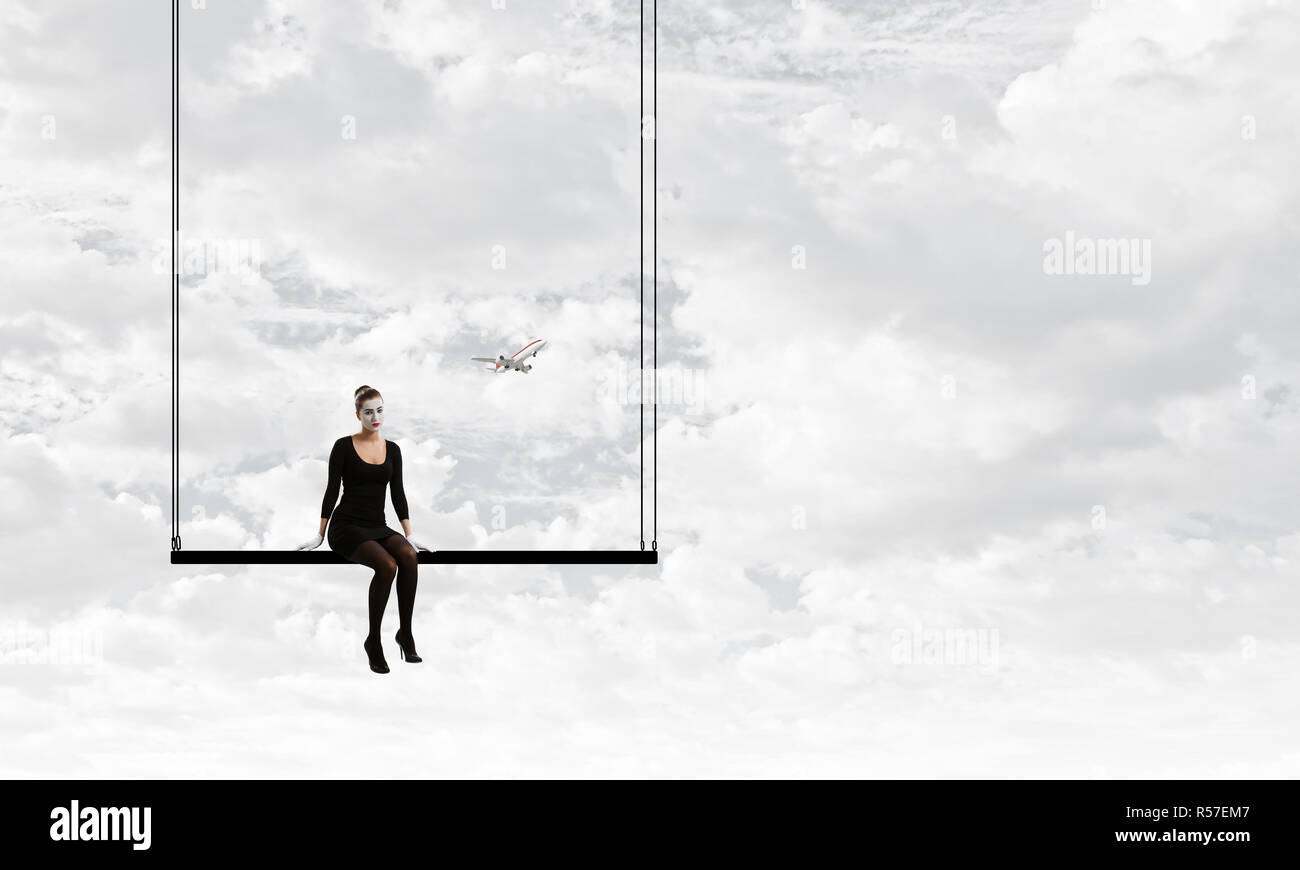 Jeune femme mime. Technique mixte Banque D'Images