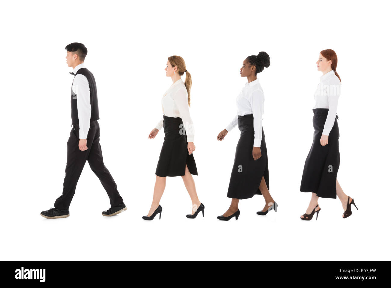 Les jeunes du Restaurant balade dans la rangée Banque D'Images